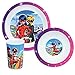FUN HOUSE 006081 MIRACULOUS LADYBUG ENSEMBLE REPAS COMPOSE D'UNE ASSIETTE PLATE Ø 22 CM, D'UNE ASSIETTE CREUSE Ø 16 CM ET D'UN VERRE 220 ML POUR ENFANT