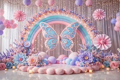 Image of Happy Birthday Theme Backdrop Banner 5x7 ft - Digital Print Cloth Background, Reusable Birthday Party Wall Decoration for Girls, Photo Booth & Stage Decor (BD 23)