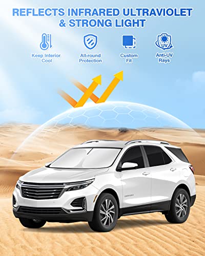 Image of Canvcle Sunshades for 2018-2024 Chevrolet /Chevy Equinox Accessories Windshield Sunshade Side Rear Windows Sun Visor Privacy Protection Keep Vehicle Cool Black 8PCS