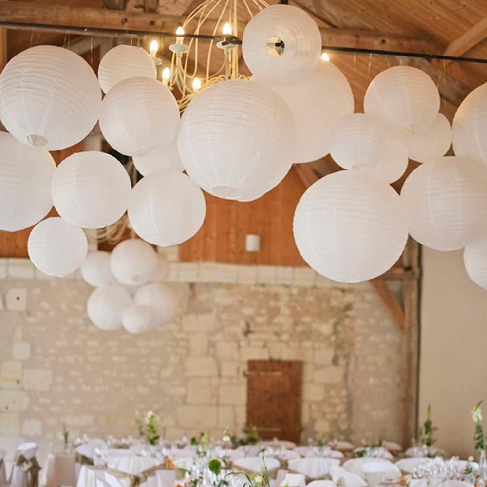 Zestaw papierowych lampionów, 10 sztuk/partia 6'' 8"10"12"14''16"Biały okrągły chiński papierowy lampion weselny artykuły imprezowe wystrój domu ślubne przysługi świąteczny lampion-biały(15cm 6inch)