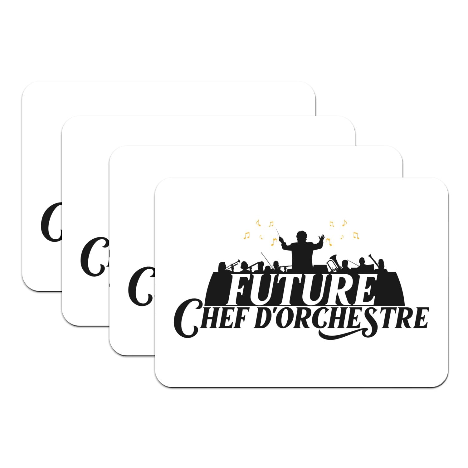 Set de table musique classique en caoutchouc antidérapant blanc lot de 4