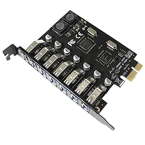 2021 New USB 3.0 PCI-E Expansion Card Adapter 7 Ports USB 3.0 Hub Adapter External Controller PCI-E Extender PCI Express Card-image-47