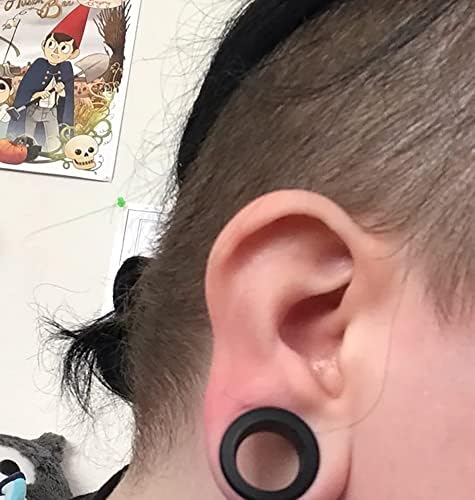 Piercing Per Spina Auricolare A Tunnel Svasato In Silicone Nero Da 4 Mm - Foto 4