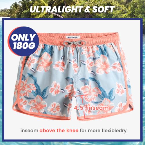 Image of maamgic Mens Boys Short 80s 90s Vintage Swim Trunks with Mesh Lining Quick Dry Swim Suits Board Shorts