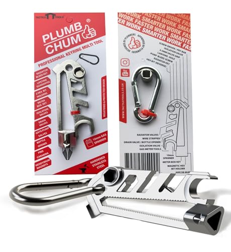 Plumb Chum universal bleed key meter box key The original Keyring Plumbing Multi Tool for professional and DIY magnetic hex holders radiator balancing tool bottle opener coin tool 10mm spanner.
