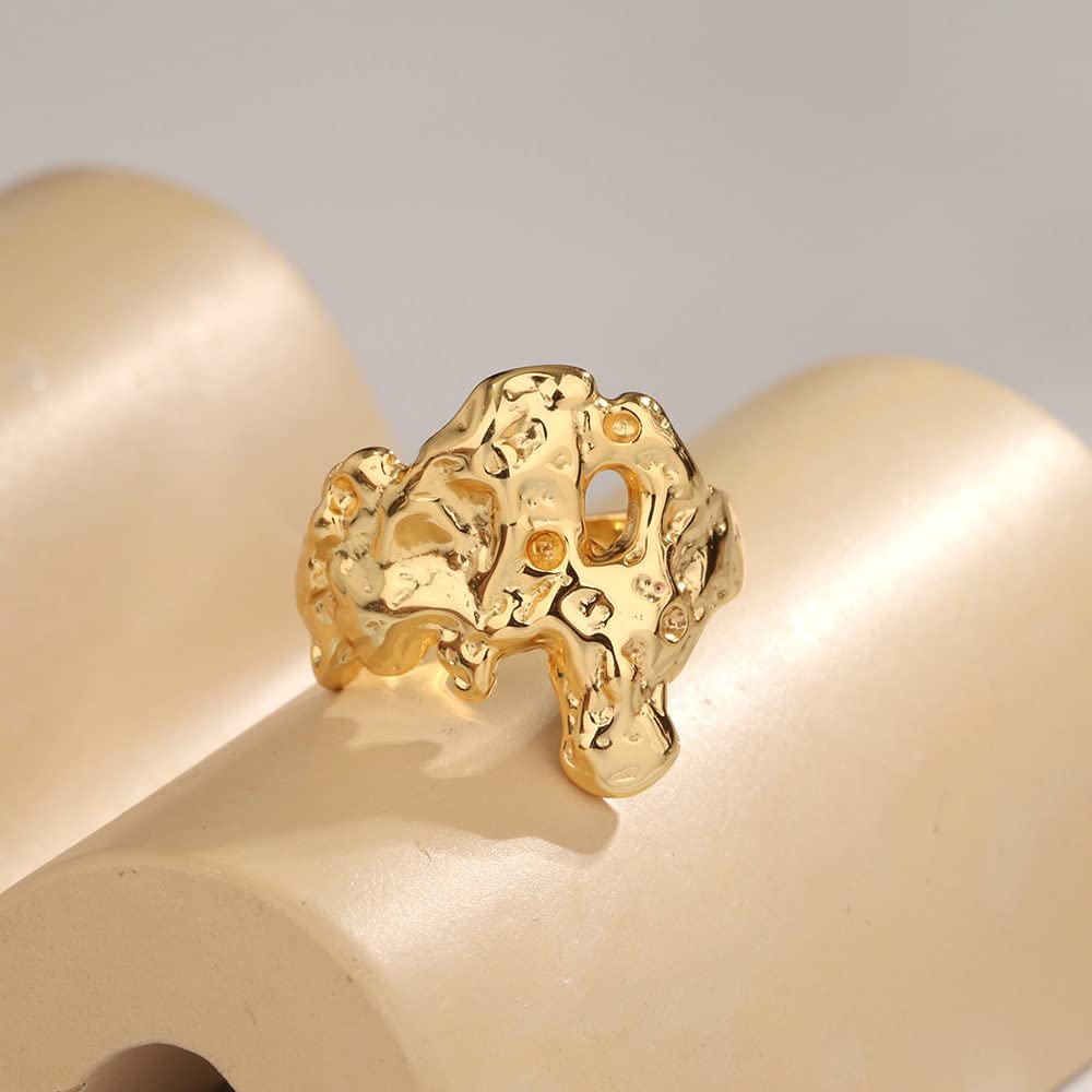 HGJH Anello in Argento Sterling 925,Anelli Regolabili per Le Donne d'oro Modello Martellato 925 Anelli di Eternità Irregolarità FEDI Nuziali Anelli di Promessa per Ragazze Signore