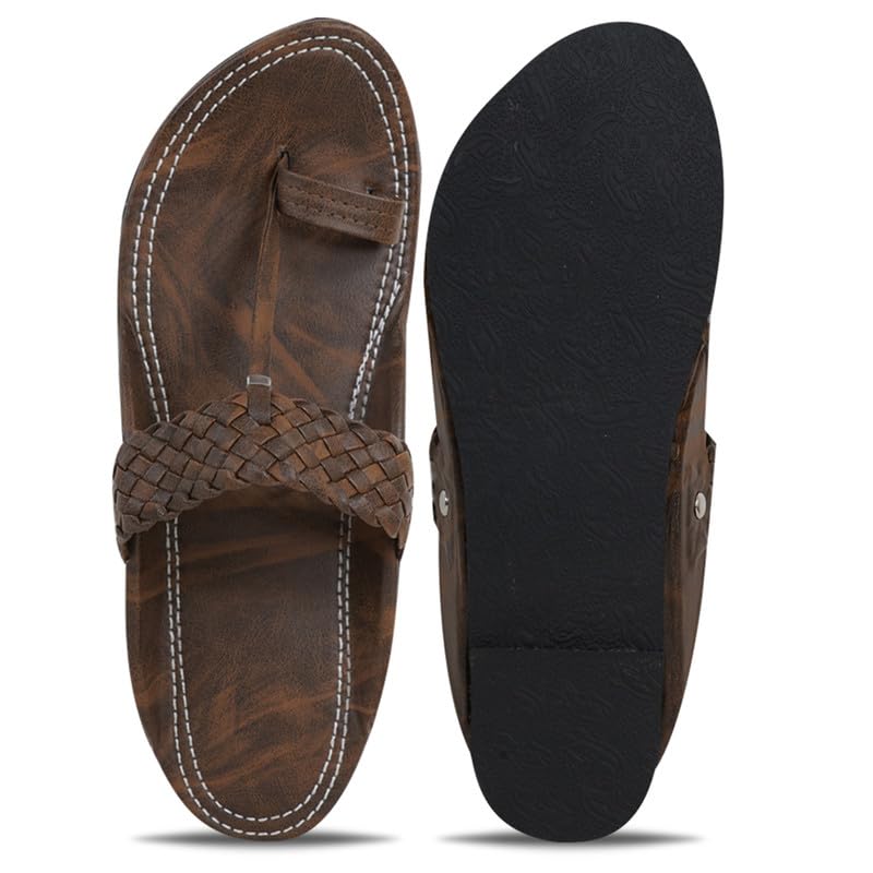Image of DFR Ethnic Sandals For Boys Men, Comfortable Rajasthani Slippers