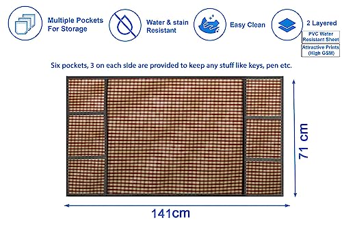 Image of Stylista Refridgerator top Cover Suitable for Samsung RS76CG8003S9HL, 653 Liter Fridge, Dimension (WXD) 71x141 CM, Pin Check Pattern Brown