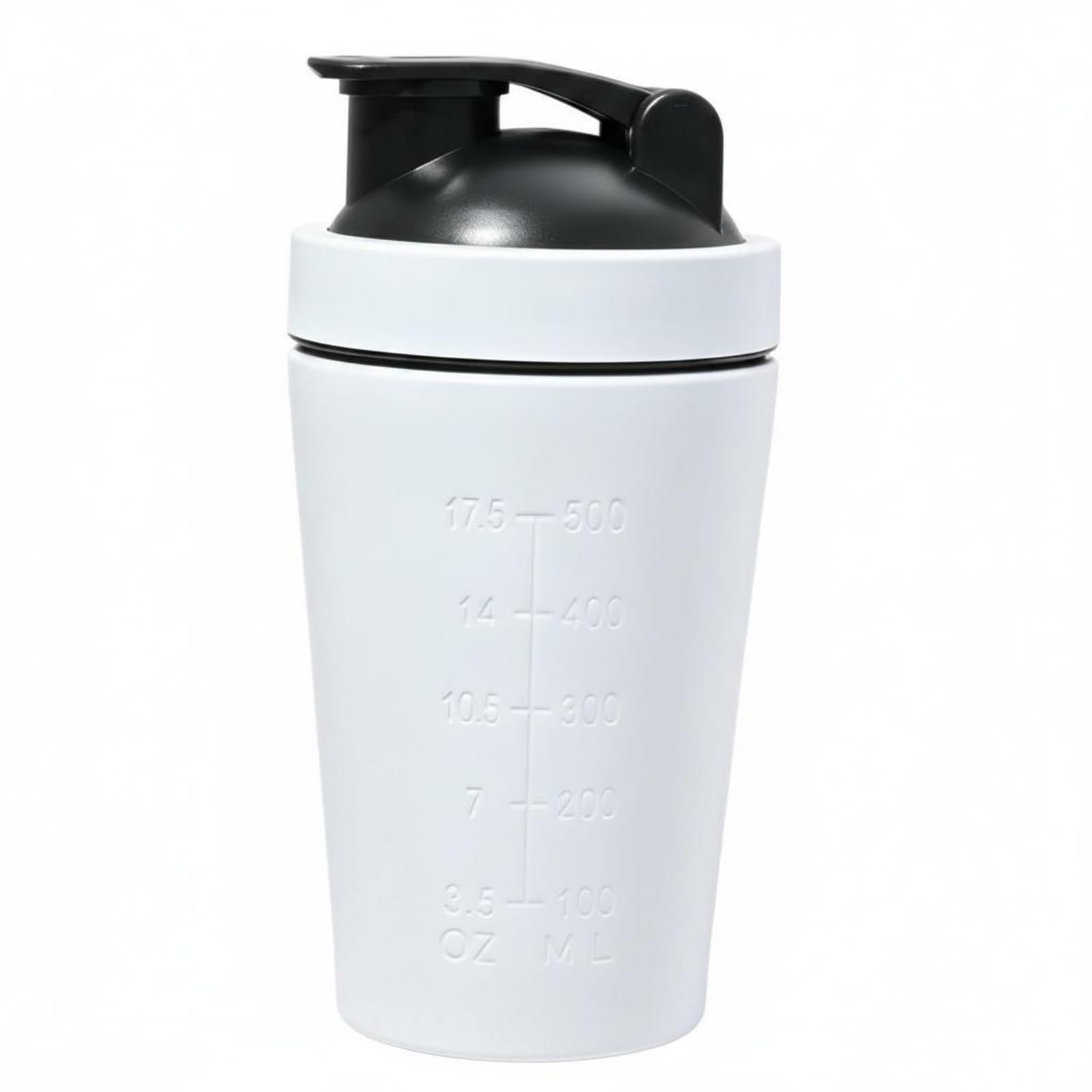 Measurement Markings Stainless Steel Shaker Cup Flip-Top Lid Lid Protein Shaker Cup Drinking Spout Protein Mix Bottle Handheld for Gym, White, 500ML-image-16
