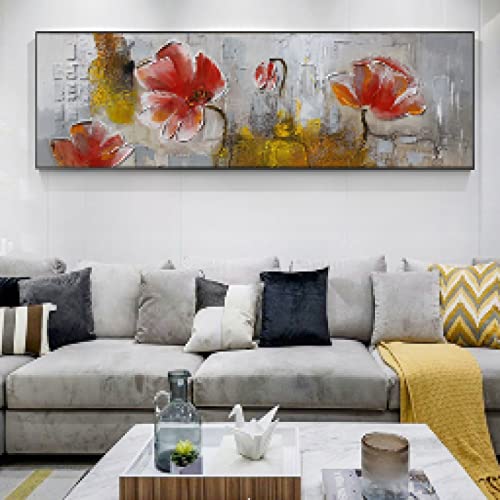 Peinture impression sur toile fleurs colorées abstrait design moderne pour chambre 60x180cm