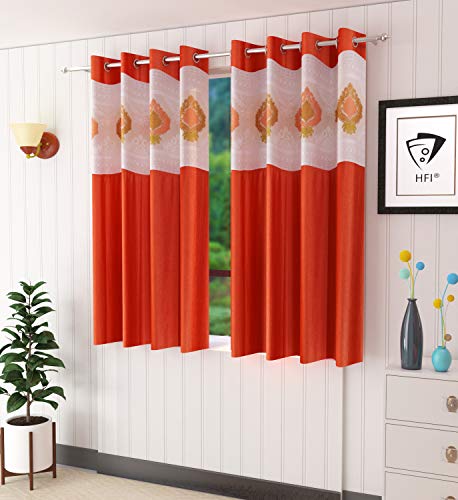 Image of LaVichitra Polyester Window Curtain with Designer Net (5ft, Rust) -2 Pieces