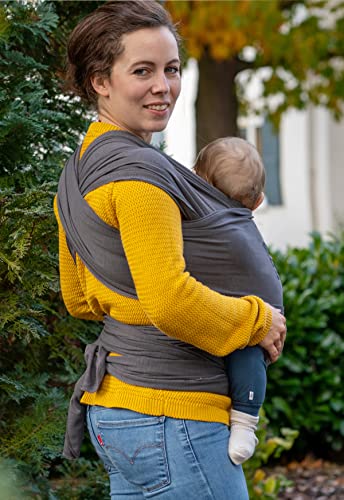 manduca Sling – elastisches Babytragetuch für Neugeborene ab 3,5 kg und Babys bis 15 kg – stabiles Tragetuch aus weichem Jersey-Strickstoff aus 100% Baumwolle (Bio) – Einheitsgröße, Farbe: slate