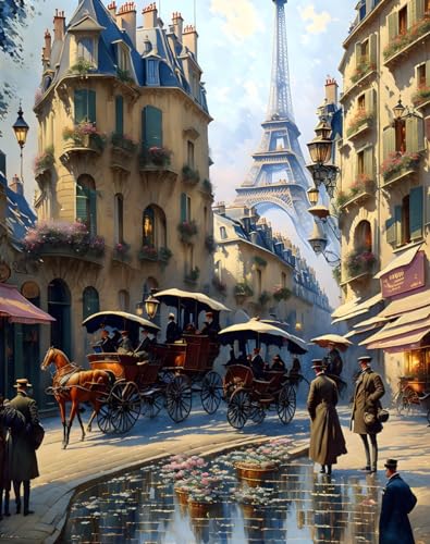 Art mural sans cadre peinture sur toile rue de Paris deco salon 58x90