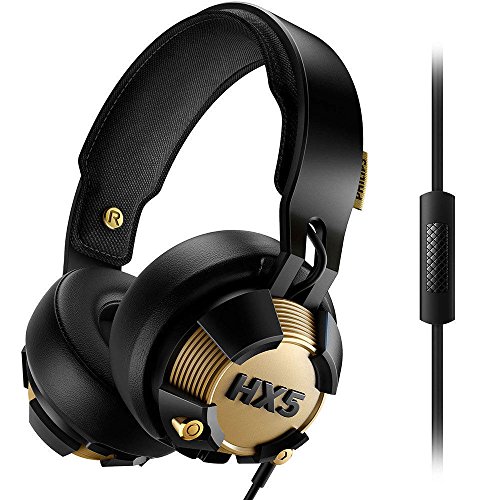 Philips Audio SHX50/00 Kopfhörer mit zum Beat pulsierenden LED-Leuchten (Mikrofon, 40 mm Treiber) Black/Gold