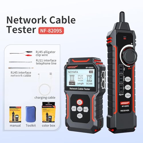 NOYAFA NF-8209S Upgrade Advanced Network Cable Tester mit PoE, Kabellängentest, Port blinken, Multifunktions Anti Interference Scanning Modi Drahtverfolger