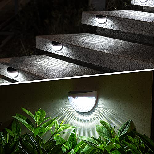 Gigalumi 4 Pack Solar Fence Lights, Deck Lights Solar Powered Outdoor Waterproof Fence Lighting For Fence Deck Step Stair Post Wall (White) #TOP4