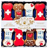 Thoughtfully Pets, Get Well Dog Cookies Gift Set, Crunchy Dog Treats Includes Colorfully Hand Decorated Get Well Themed Biscuits to Brighten Their Day, Set of 8