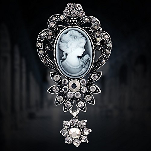 Image of lureme Vintage Elegant Victorian Lady Beauty Cameo with Crystal Brooch Pin (br000017)
