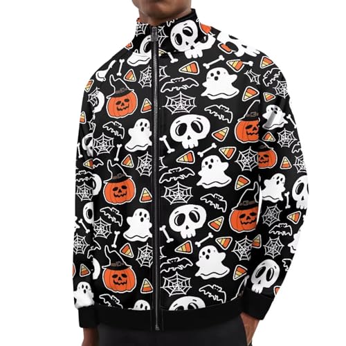 Chaqueta gráfica casual para hombre con cierre completo miniatura 1