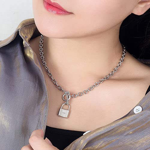 Women 925 Sterling Silver Key Lock Pendant Necklace Fashion Solid Silver Rolo Chain Charm Choker Accessories Fine Jewelry Gift2