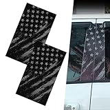 WZP 2PCS American Flag Car B Pillar Decals, Waterproof Scratch-Covering Trim Decoration for Car Window Pillar, Self-Adhesive Protective Film, Universal for Side Door Trim Decoration (Black)