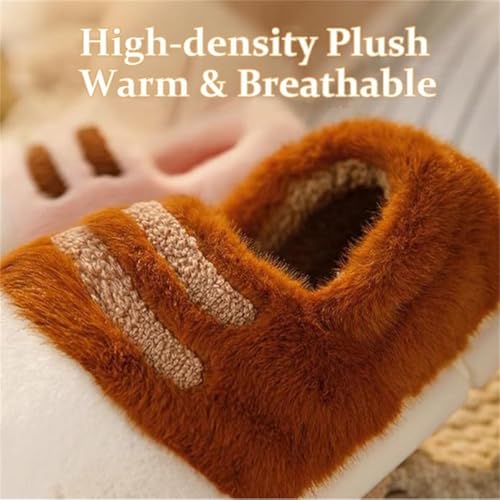 Adorable Cat Paw Slippers for Women, Cozy Fuzzy Memory Foam House Shoes with Non-Slip Sole Fluffy Platform Slippers (7/8,Brown B)4