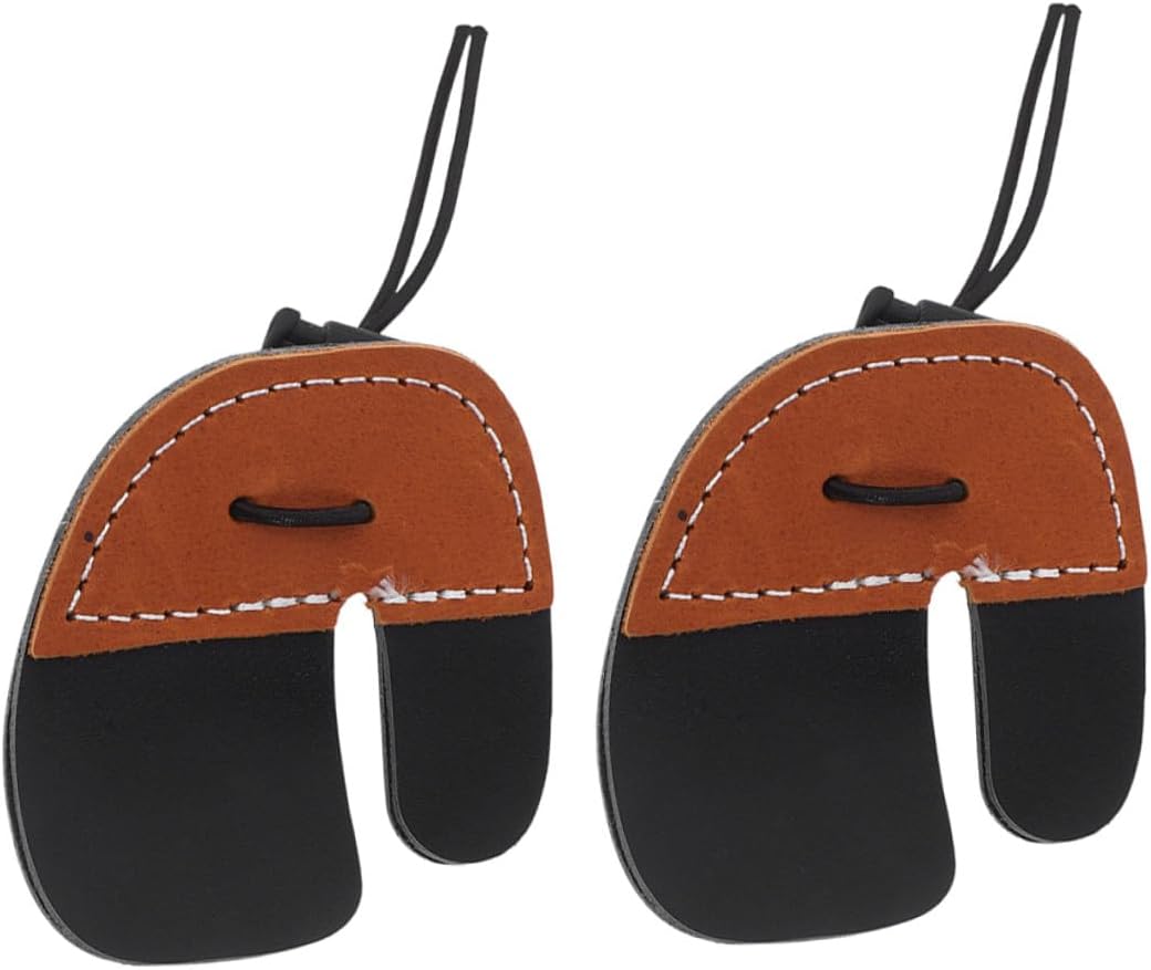 2pcs Double-Layer Leather Finger Tabs for Archery Practice Brown Reusable Finger Protectors Friction Protection for Bow Shooting