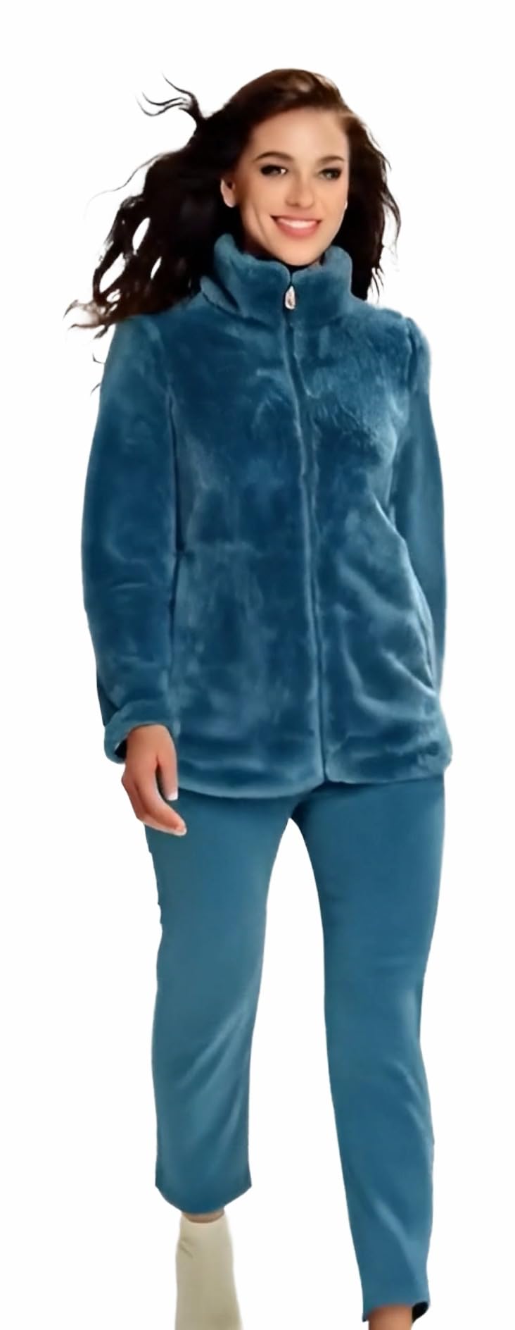 Infiore Pyjama femme polaire effet corail – pyjama femme polaire douce – pyjama femme hiver – pyjama femme corail – pyjama femme molletonné boutons