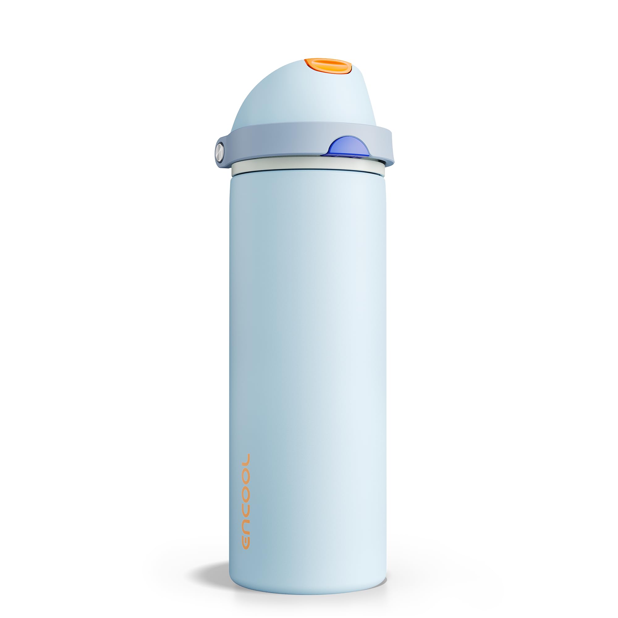 ENCOOL Insulated Water Bottle with Straw Stainless Steel Water Bottle with Push Button Lid, Leak-Proof &amp; BPA-Free, Keeps Cold for 24 Hours for Sports, Travel, Gym (24 oz, Hazy Blue-Blue)
