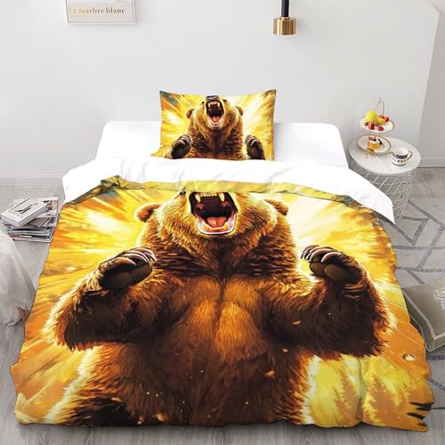 Housse de Couette Balade des Petits Ours Microfibre Douce avec Zip 135x200 - 2