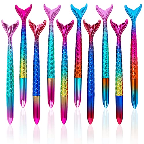 10 bolígrafos con tinta gel, diseño pez sirena miniatura 1