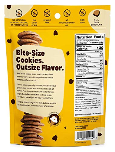 Thinsters Crunchy Thin Snack Cookies, Chocolate Chip, 4 oz (Pack of 6) - Thumbnail 3