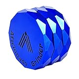 Aficionado Diamond Herb Grinder 2.5 inch 4 Piece Aluminum Spice Crusher with pollen Catcher (Blue)