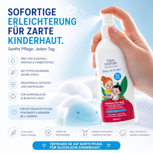 Miniatura 5 de Aquadermis Spray Tónico Natural Para Bebés Y Niños, Piel Sensible, Con Ácido Hipocloroso, Sin Alcohol, 250ml