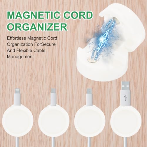 PATIKIL Cable Organizer Holder, 3 Piezas Clips Magnéticos para Organización de Cables con Adhesivo para Escritorio, Pared y Auto, Blanco miniatura 3