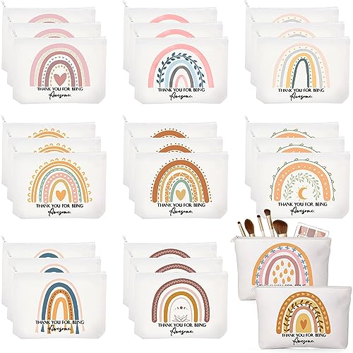 Sieral 30 Pcs Rainbow Canvas Makeup Bags Bulk Teacher