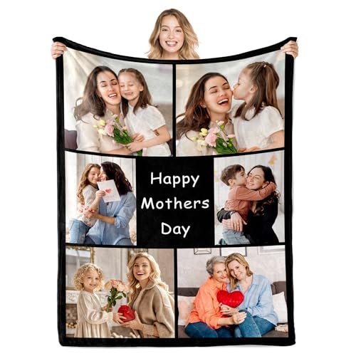 Mothers Day Personalized Gifts for Mom Custom Blanket with Pictur...
