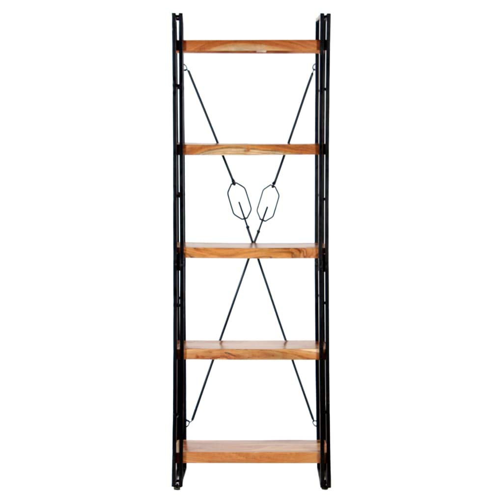 Tidyard Libreria a 5 Ripiani, Scaffale in Stile Industriale, Scaffali in Metallo per Garage, per Soggiorno, Cucina, Bagno, Magazzino e Cantina 60x30x180 cm in Legno Massello di Acacia
