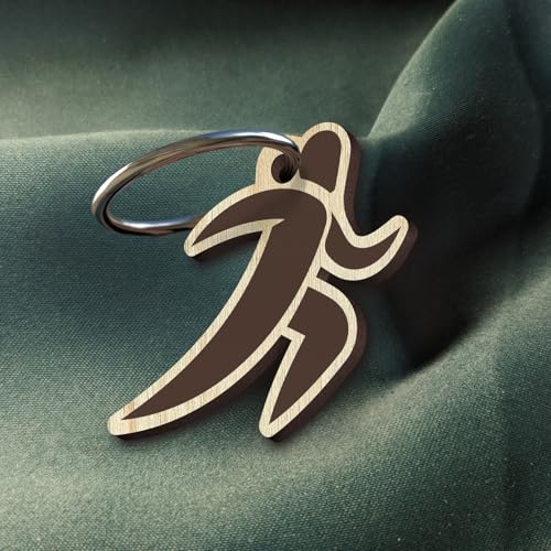 Joggen Geschenk für Sportler - Laufen Schlüsselanhänger handgemacht aus Holz, Glücksbringer, Fitness Geschenk für Joggingliebhaber, Sport Anhänger, Laufaccessoires für Läufer, Fitnessfans