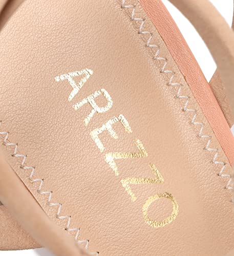 Arezzo Women's Lenny Mid Sandal, Beige, Size 7.5 #TOP5