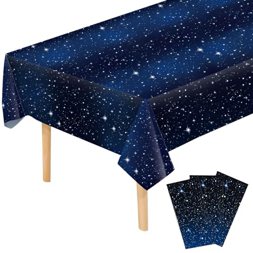 GTDOOCE 3 Pezzi Tovaglia di Carta Compleanno 137x274cm, Blu, Plastica, Rettangolare per Feste