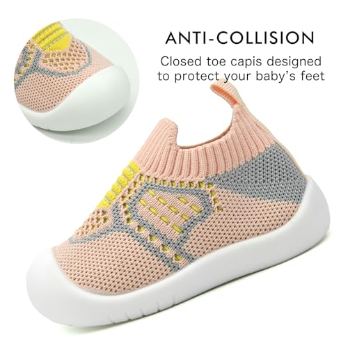 Baby Shoes Toddler First Walking Shoes Non-Skid Infant Sneakers Breathable Knitted Mesh Boy & Girls Tennis Shoes Slip-on Soft Sole Indoor Floor Slippers - Image 5