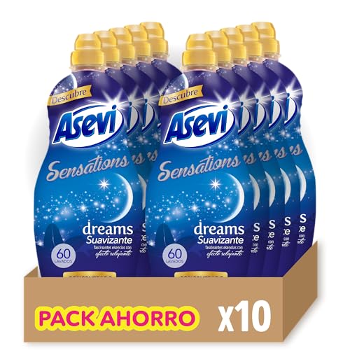 Asevi Suavizante para Ropa Sensations Dreams - Suavizante Concentrado para Lavadora con Efecto Relajante para Dormir - Esencias Naturales - Suavidad Duradera para Todo Tipo de Tejidos - 10x60 Lavados