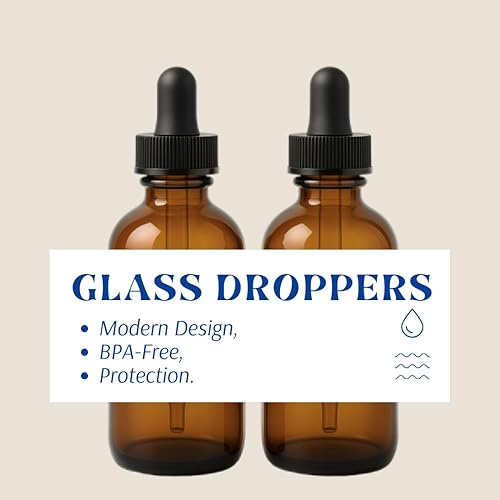 Miniatura 19 de Botellas de vidrio ámbar de 1 oz (1.0 fl oz), paquete de 12 botellas vacías recargables con tapa negra, botella de aceites esenciales a prueba