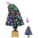 Ikfashoni 27inch Fiber Optic Christmas Tree Prelit Small Christmas Tree with Lights Artificial Mini Tabletop Christmas Tree Tiny Little Table Top Xmas Tree for Christmas Decorations