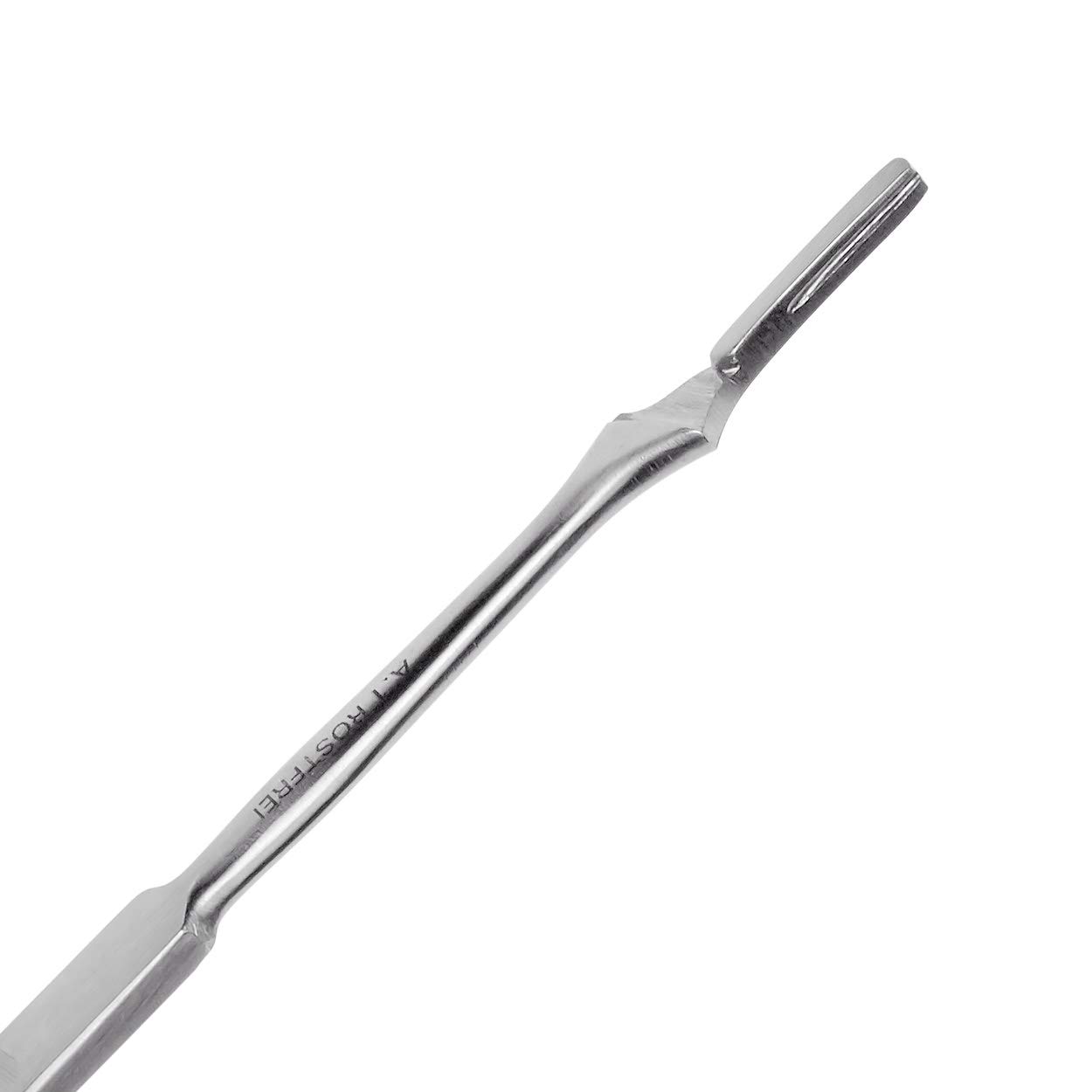 Set - 100 Stück Skalpellklingen Figur 11 aus Karbonstahl - Ersatzklingen einzeln steril verpackt + 1 x May - Skalpell-Halter mit 16 cm langem Griff - Edelstahl