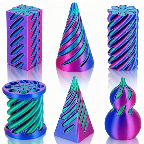 XUDUOO 6PCS Impossible Cone Fidget Toys 3D Printed Spiral Cone Ornaments Impossible Pyramid Passthrough Sculpture for Stress Relief Fun Desktop Decorations Toy for Boys Kids Adult Gift0 A