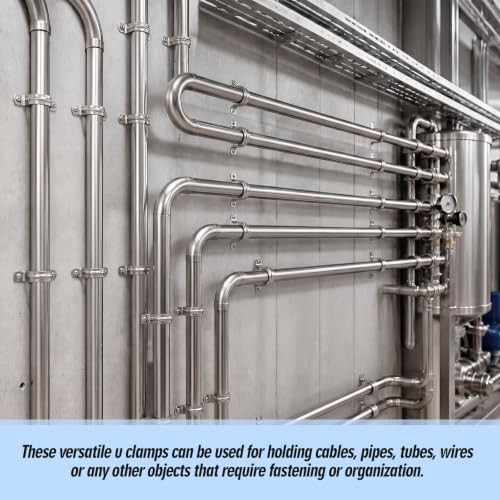Image of Yaocom 100 Pcs 3 Inch Opening Pipe Strap 304 Stainless Steel Conduit Clamp Reinforced Rigid 2 Hole U Bracket for Pipe Fixing on Various Surfaces