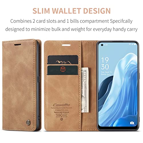mvced Premium PU Leather Case Flip Wallet Phone Cover with Kickstand Card Slots TPU Shell Compatible with OPPO Reno 8 4G (6.43 inch),Brown - Image 4