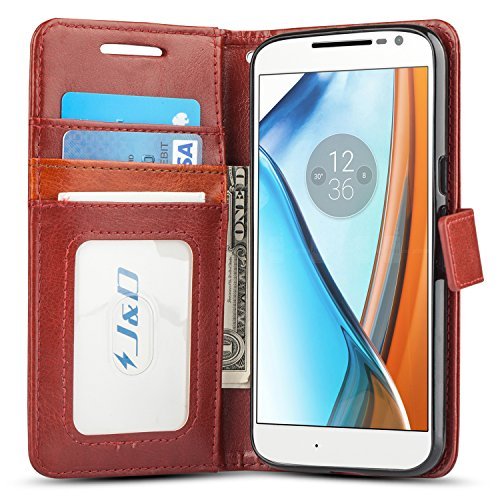 Moto G4/G4 Plus Funda, J&D [Protección de Cartera] [Soporte Plegable] Funda Pesada Resistentes Billetera para Motorola Moto G4, Moto G4 Plus